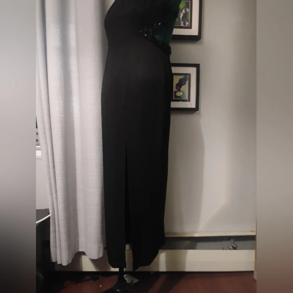 Dave & Johnny Sequin Accent Open Back Black Formal Dress Sz 7 8 - Picture 6 of 14